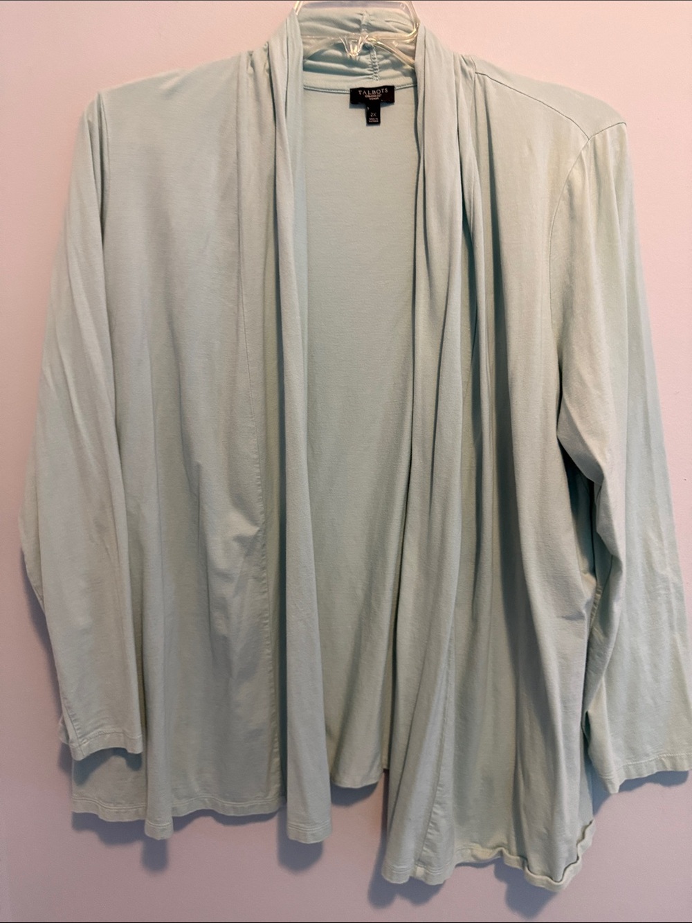 Talbots Light Mint Green Open-Front Cardigan